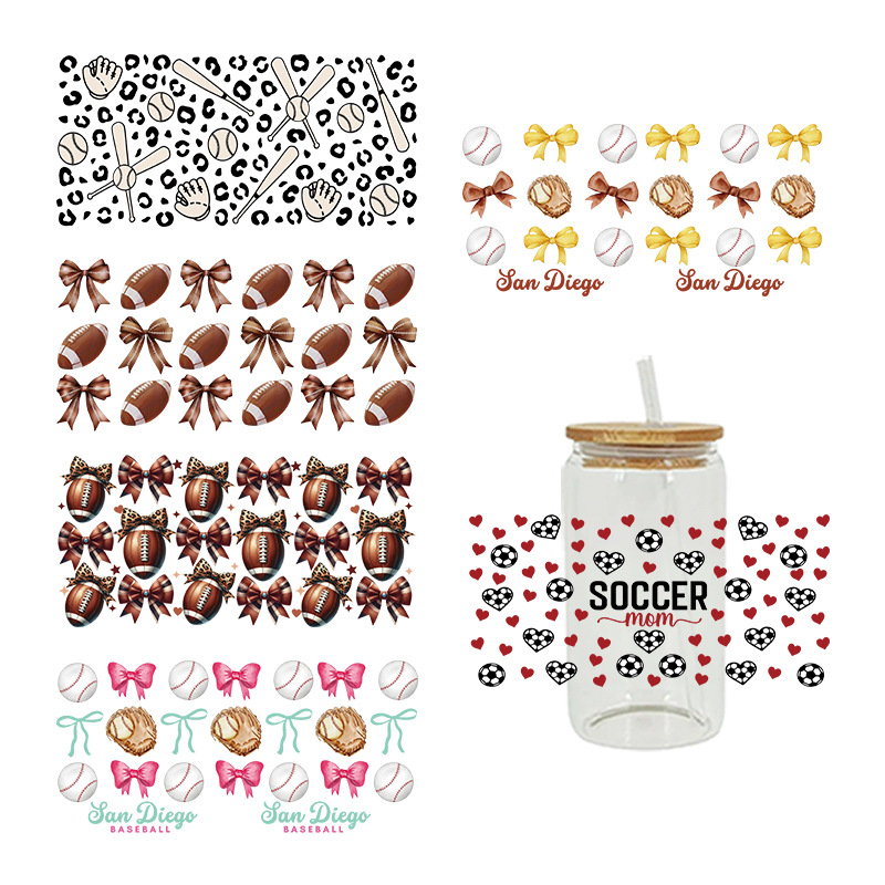 Wholesale Cartoon Cute Soer Baseball Series 16oz C UV DTF Wraps