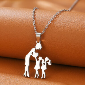 Mother + 2 daughters / Mother's day stainless steel necklace