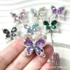 Wholesale 10pcs Double sided rhinestone butterfly alloy diamond ball beads