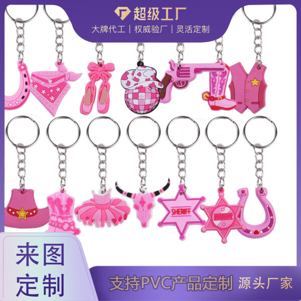 Wholesale Pink Cowboy Series Cartoon Keychain