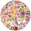 Wholesale 50 cartoon pink aesthetic girl doodle stickers DIY waterproof stickers