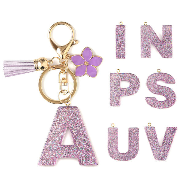 O1CN01BywWaA1IUPwKLSip3_2219851760896-0-cib Wholesale Sparkling wder 26 English Letter Resin Keychain