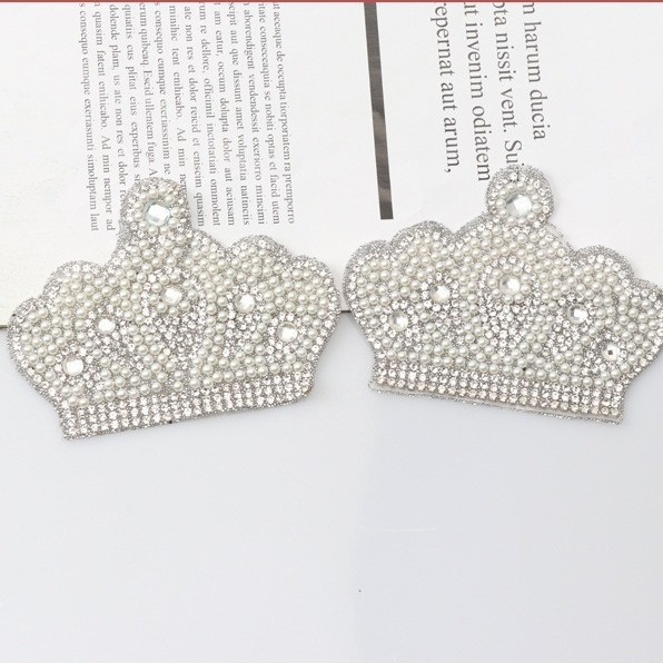 Wholesale Pearl Crown Hot Stamping Embroidery DIY Patches