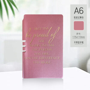 A6 pearlescent pen holder with gold foil stamping on spine (single book)