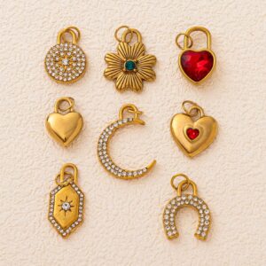 Wholesale Stainless steel heart-shaped zirconium inlaid multi style pendant