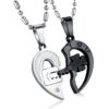 Wholesale couple necklace lock a pair of love heart-shaped key necklace