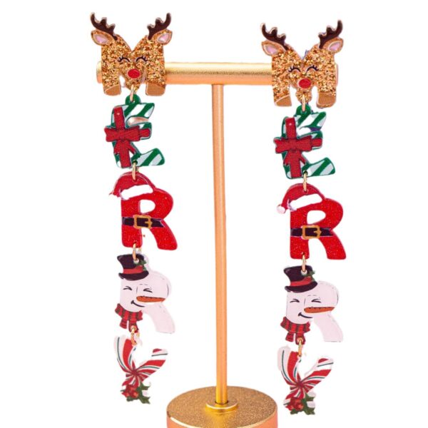 Wholesale Cartoon colored letters Christmas Acrylic Earrings