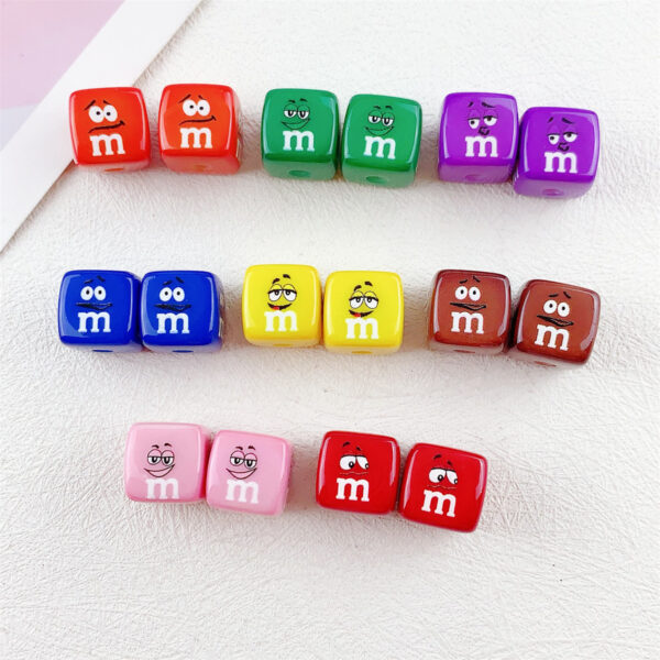 Wholesale 14mm cartoon emoji square acrylic beads