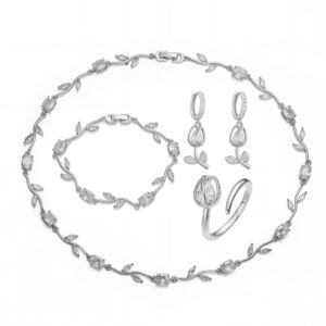 Platinum white diamond tulip set