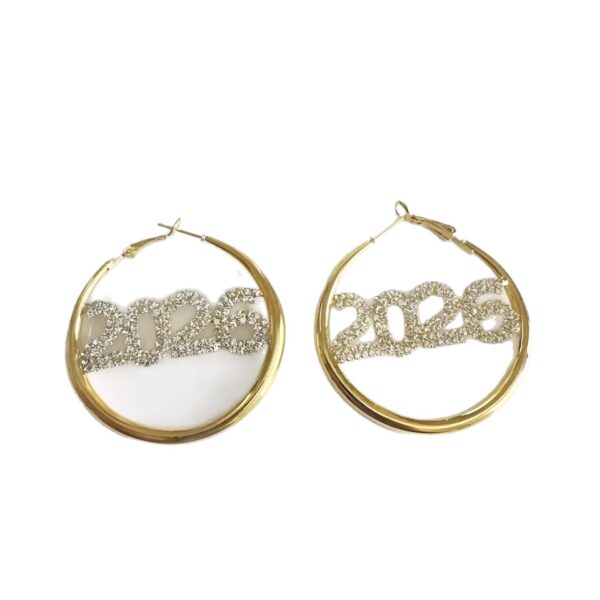 Wholesale 2026 Digital Diamond-Set Circle Earrings