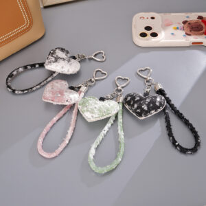 Wholesale Ripped Denim Heart Wrist Keychain