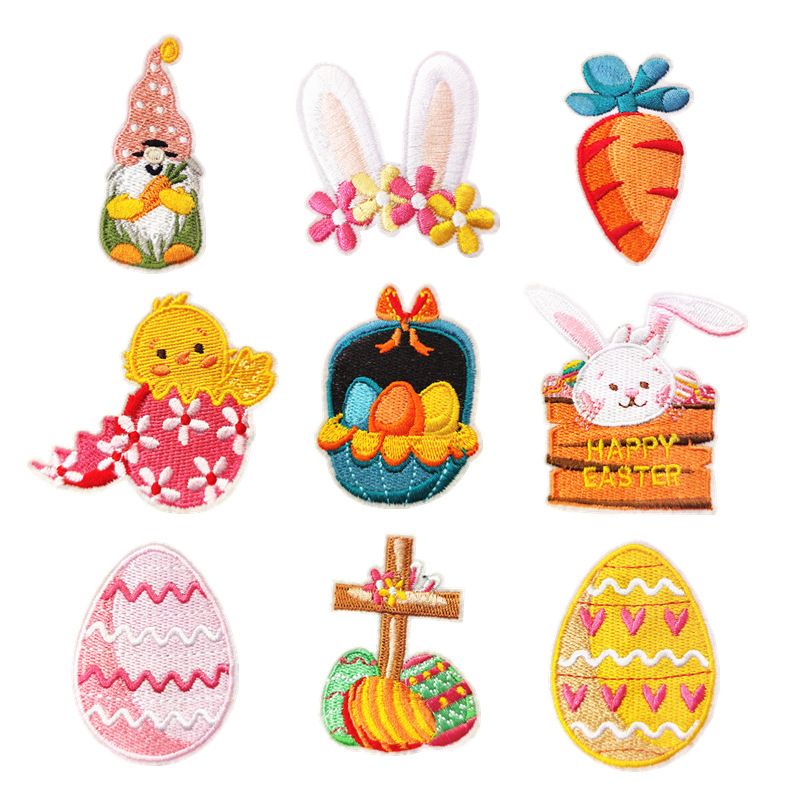 Wholesale Easter e cartoon rabbit embroidery DIY Patches