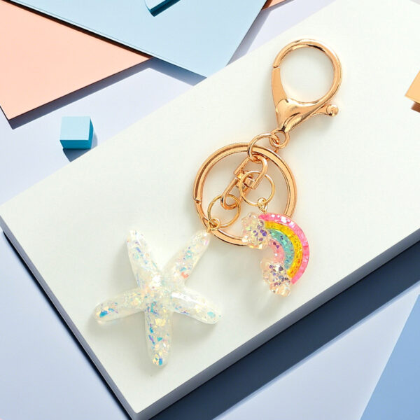 Wholesale Colorful Starfish Keychain Creative Ocean Girl Pendant