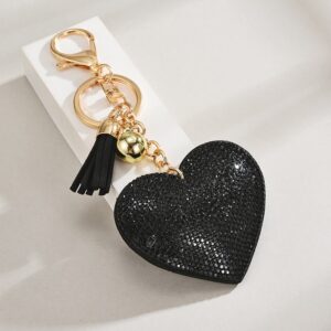 Black / Keychain + love + small tassel