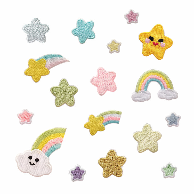 Wholesale Cute cartoon rainbow five-inted star embroidery DIY patches