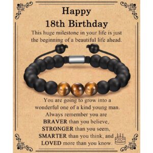 18th card + tiger eye stone black frosted bracelet