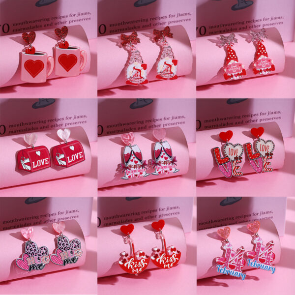 O1CN01CCkRsC1onFtYYXgTc_2059265269-0-cib Wholesale Valentine's Day Pink Love Acrylic Earrings
