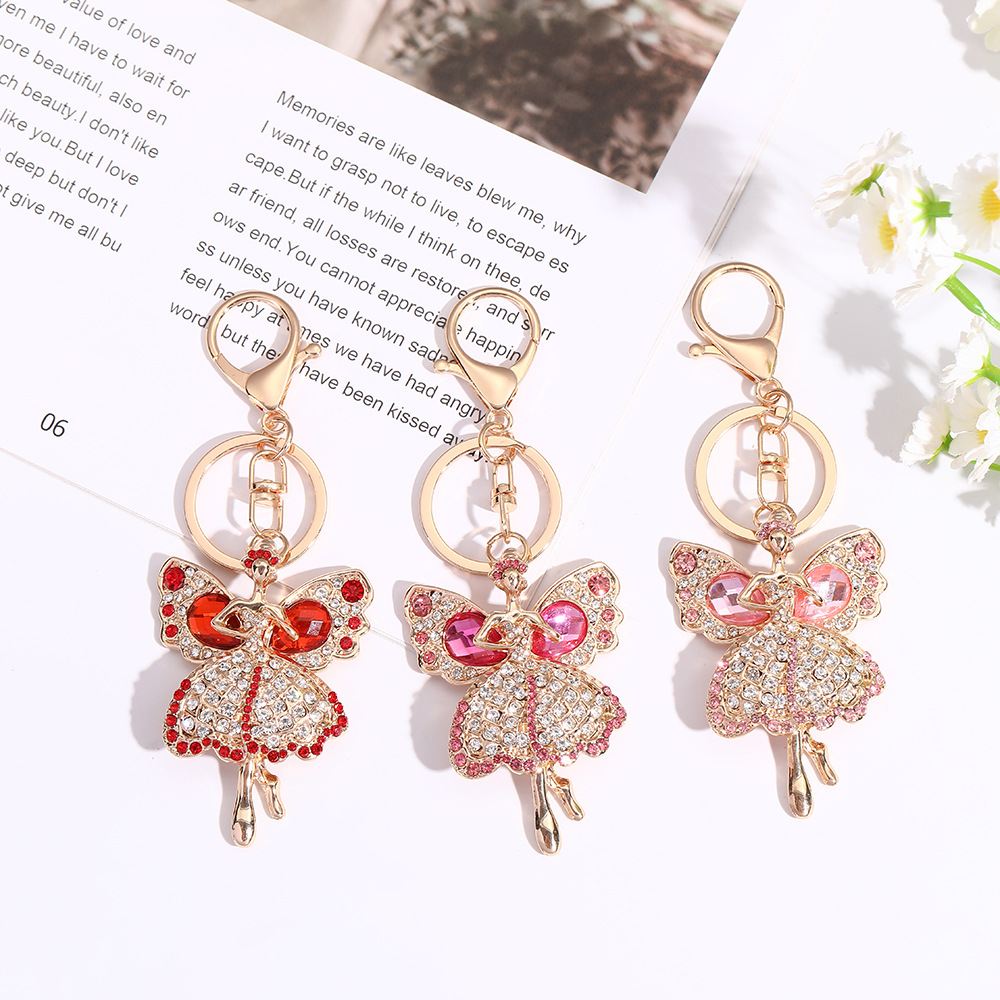 Wholesale Spread Butterfly with Water Diamond Metal Keychain