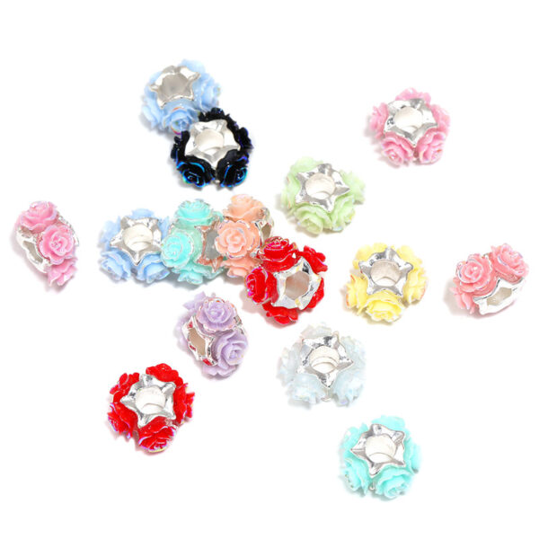 Wholesale 5pcs Rose Can Pass Straight Hole Loose Beads