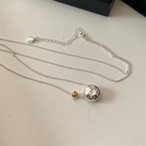 Gold beads and silver chain 0243