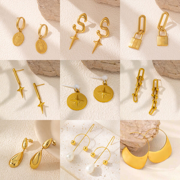 Wholesale Titanium Steel Earrings Inlaid with Stone Lightning Earrings