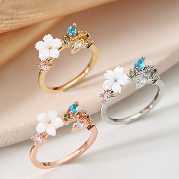 Wholesale Flower Open Ring for Women with Micro-Set Zircon