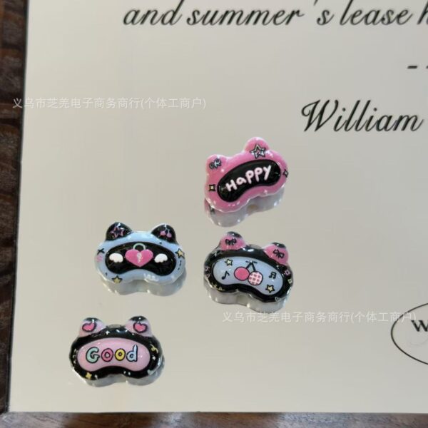 Wholesale 10pcs relief letters cherry heart-shaped eye mask acrylic beads