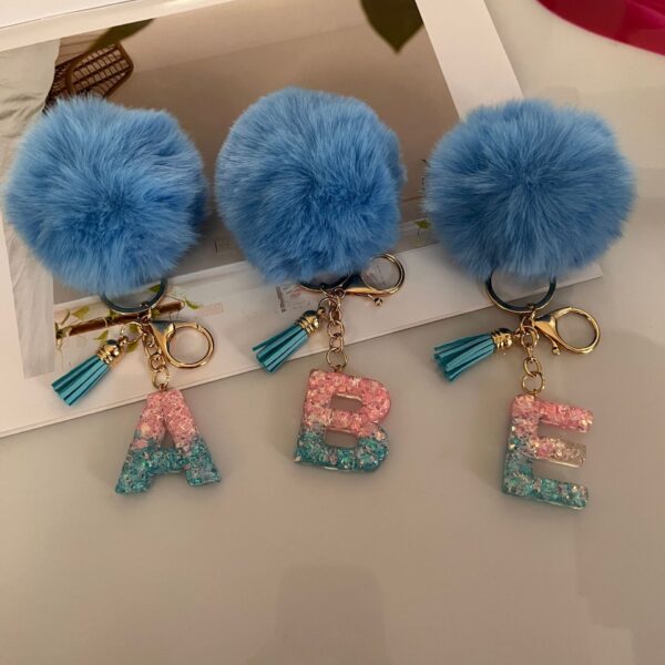 Wholesale Blue letter ball pendant letter keychain
