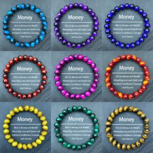 Wholesale Green Purple Sapphire Blue Red Rose Red Gold Lake Blue Yellow Tiger Eye Bracelet