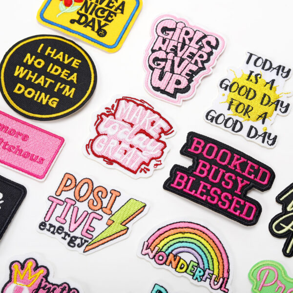 Wholesale Inspirational pink girl encourages English embroidery DIY Patches