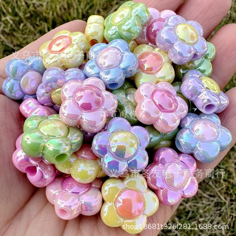 Wholesale 15mm AB color plum blossom dual color acrylic beads