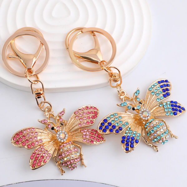 Wholesale Colorful diamond studded butterfly metal keychain