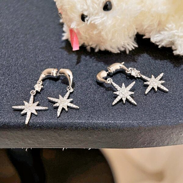 Wholesale Silver sparkling zircon octagonal earrings