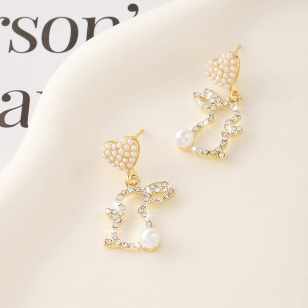 Wholesale Easter Small Silver Needle Metal Bunny Earrings