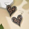 Wholesale Mother's Day Leopard Print Love Double-Sided Wooden Earrings