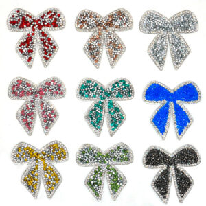 Wholesale Colorful bow pattern rhinestone embroidery DIY Patches