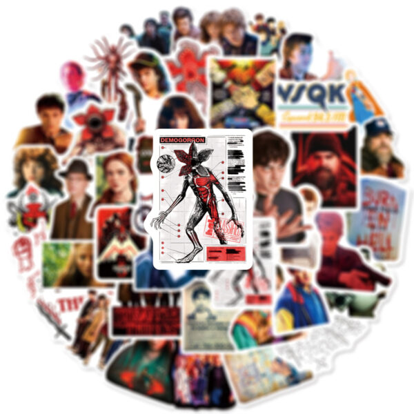 Wholesale 54pcs Red Scary Cartoon Character Flowers Waterproof Vinyl Stickers