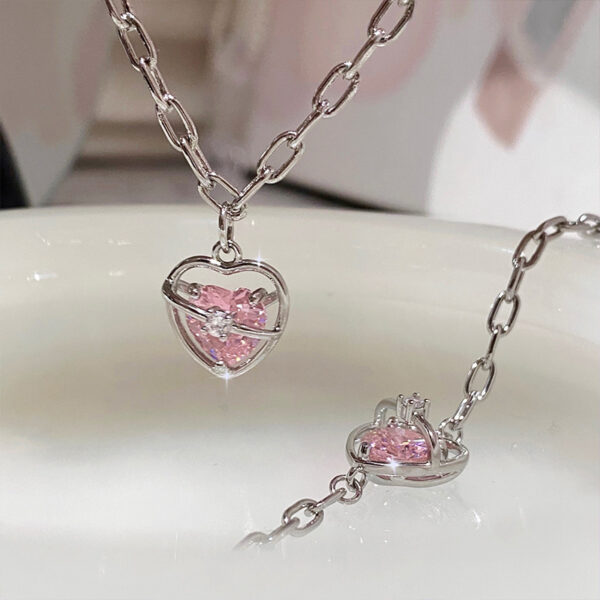 O1CN01CLXqoc2MNKECZsbqu_2208443039815-0-cib Wholesale Valentine's Day pink diamond heart zircon necklace
