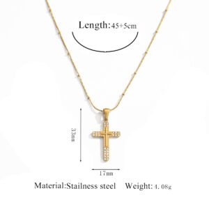 1 gold diamond cross necklace 11-white