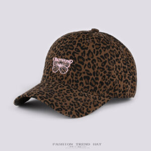 Wholesale Leopard Print Baseball Cap with Street Letters and Butterfly Embroidery