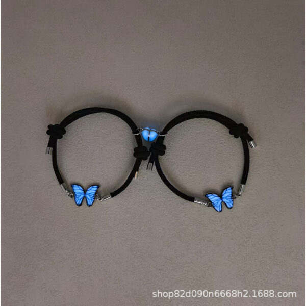 Wholesale Bracelet Luminous Butterfly Heart Magnetic Couple Style Braided