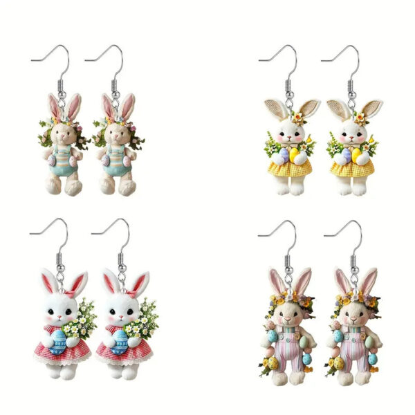 Wholesale Pink Rabbit Cartoon Valentine's Day Acrylic Earrings