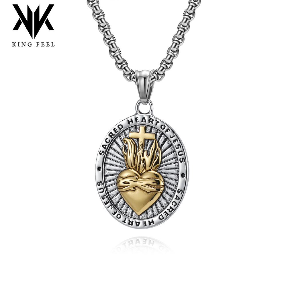 Wholesale Retro Sacred Heart Cross Necklace