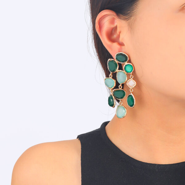 Wholesale Colorful geometric diamond studded Bohemian style earrings