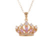 Wholesale Copper Inlaid Zircon Princess Crown Pendant Necklace Stainless Steel Clavicle Chain