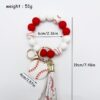 Wholesale Silicone Beaded Tassel Charm Bracelet Keychain Wood Beads Ball Pendant