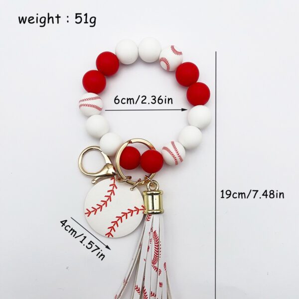 Wholesale Silicone Beaded Tassel Charm Bracelet Keychain Wood Beads Ball Pendant