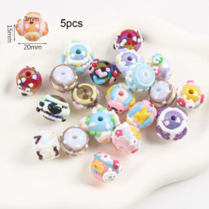 10 # 5 hand-painted round beads / Sold by pack 5 pieces/pack