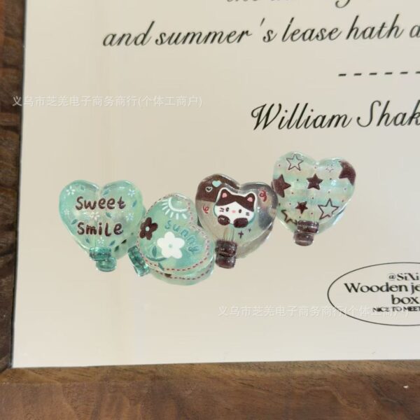 Wholesale 10pcs embossed fine sparkling blue coffee balloon acrylic beads