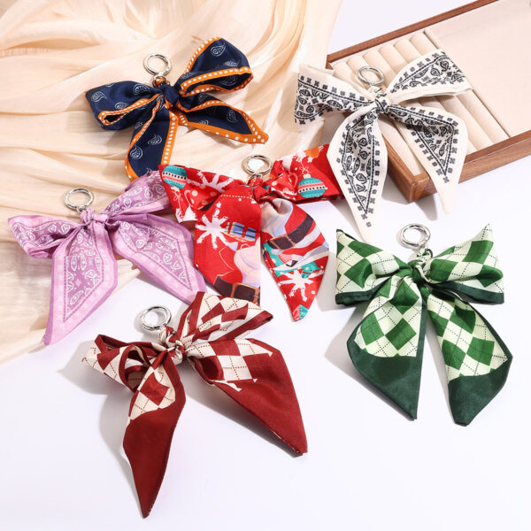 Wholesale Woven Knotted Bow Silk Scarf Keychains